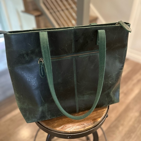 S-Zone Leather Bag Satchel Tote Weekender Bag Commuter Bag - Picture 7 of 10